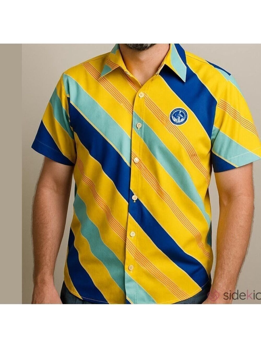 PABST TWO Piece SET Hawaiian shirt and board shirts yellow blue size medium
